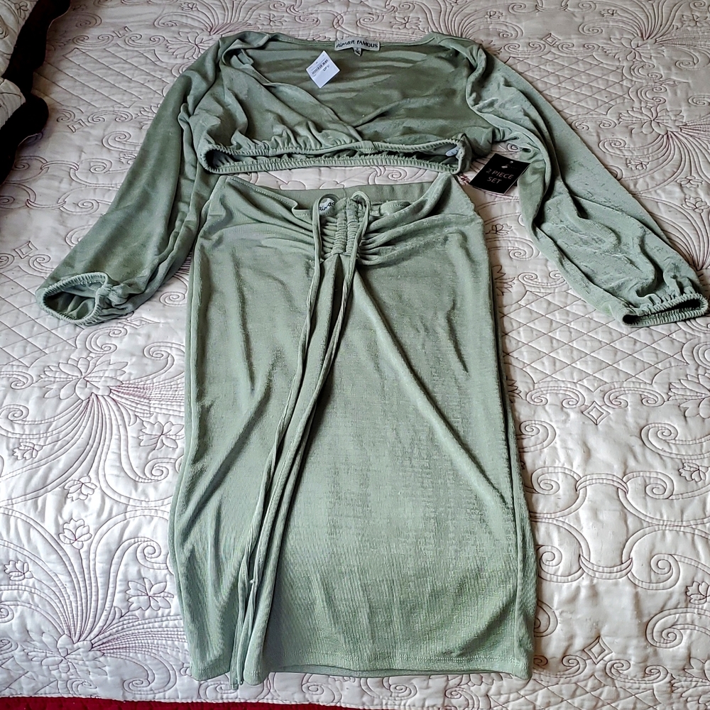 Almost Famous - Two-Piece Crop Top & Midi skirt set - NEW W/TAGS